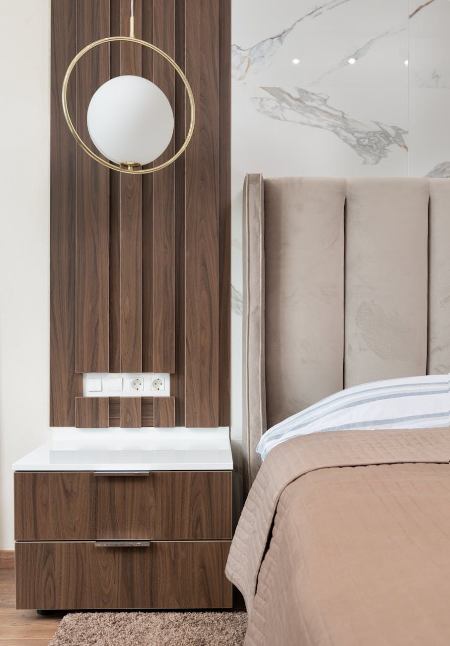 nachtkastje, slaapkamer, gezellig, interieurontwerp, meubilair, stijl, opbergruimte, nachtkastje, inrichting, functionaliteit